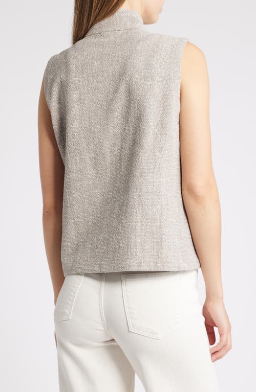 Shop Eileen Fisher Stand Collar Stretch Organic Cotton Vest In Dove