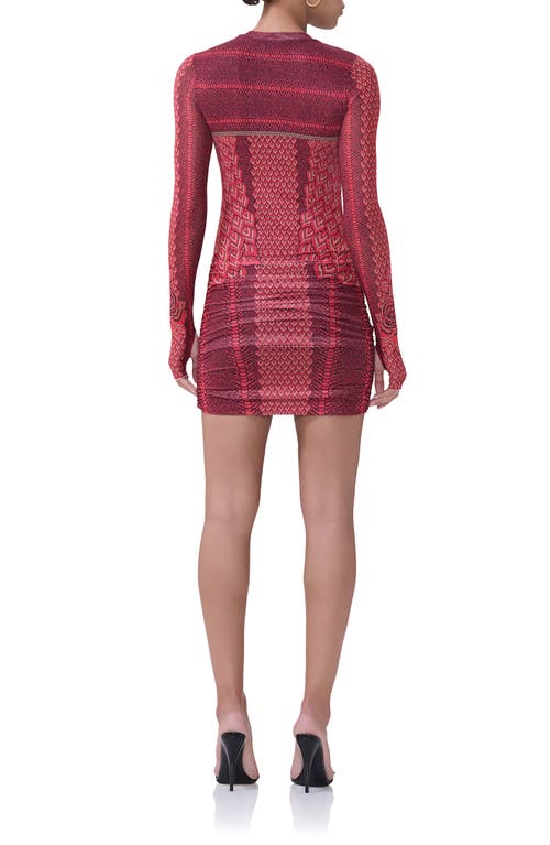 AFRM AFRM MIRZA PRINT LONG SLEEVE MESH MINIDRESS 