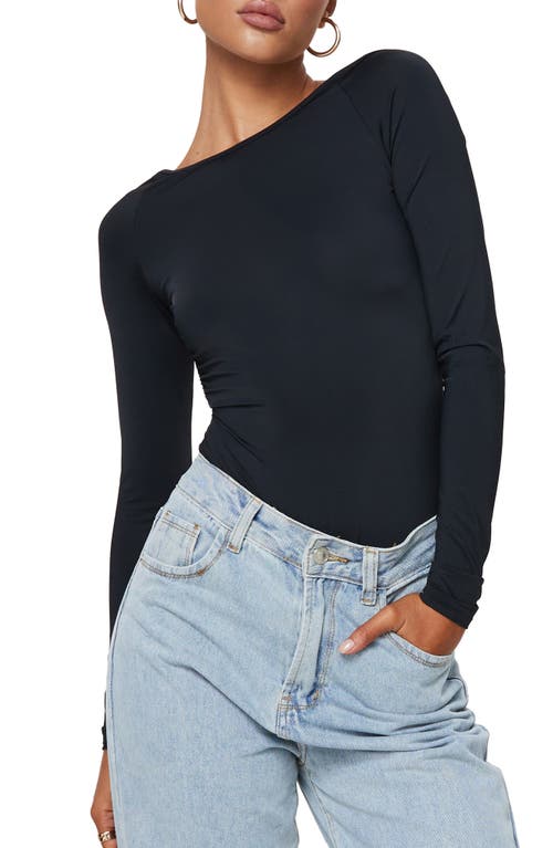 Gatewood Back Cutout Long Sleeve Bodysuit in Black