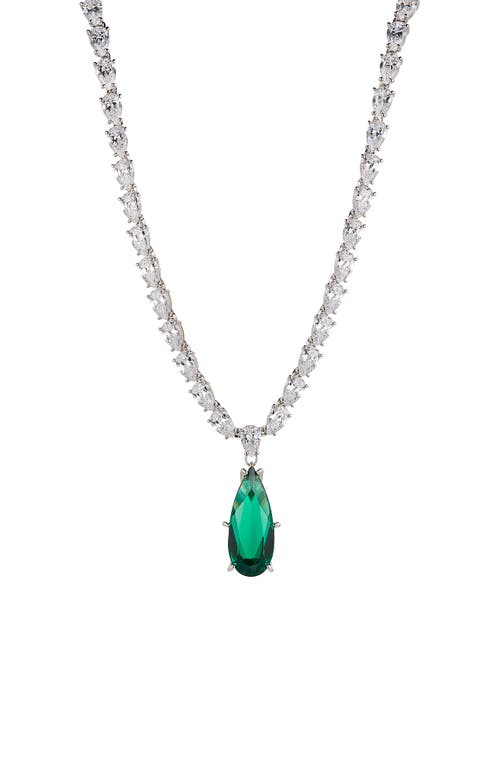 Nadri Shine On Cubic Zirconia Tennis Necklace in Green at Nordstrom