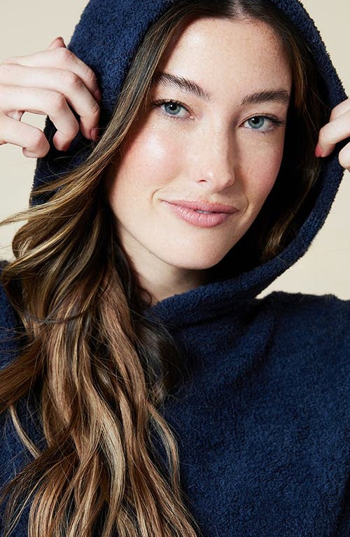 Shop Softies Solid Marshmallow Hoodie Short Set In Midnight