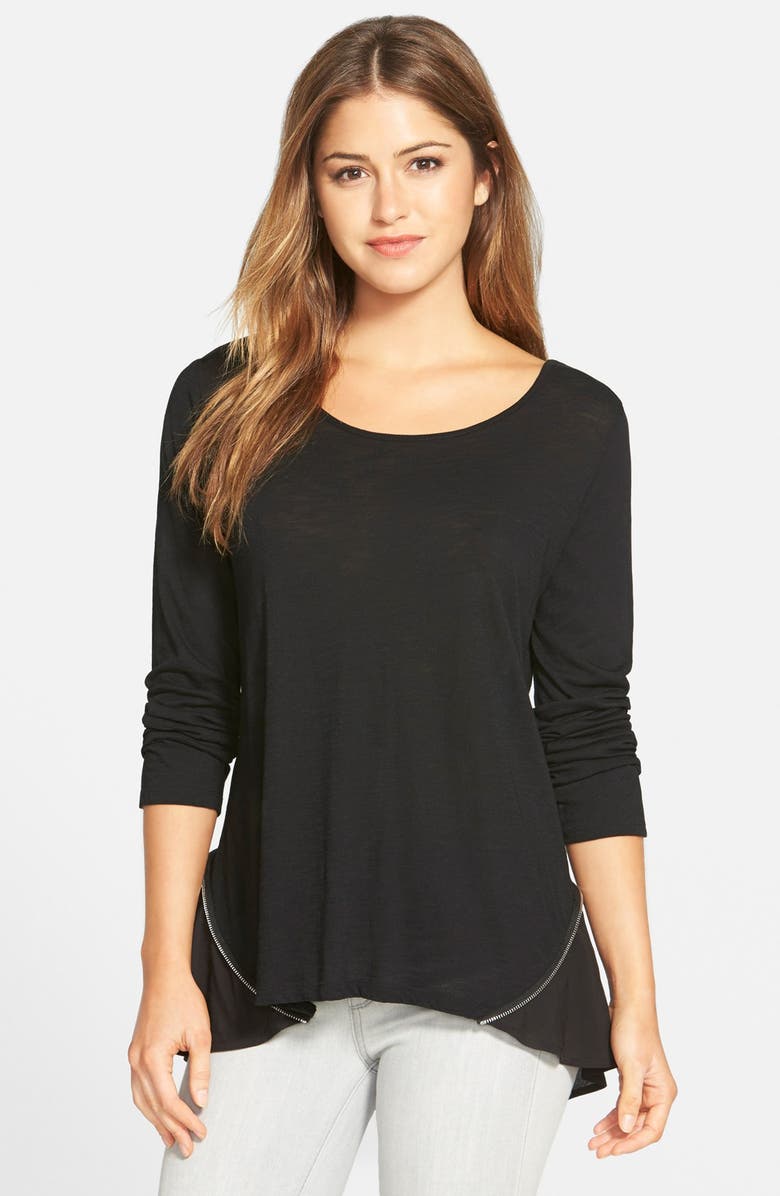 Two by Vince Camuto Slub Top with Zip Back Inset | Nordstrom