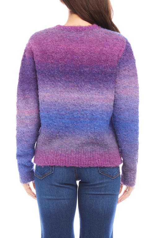 Karen Kane Petite Size Ombre Boucle Sweater In Plum In Multi