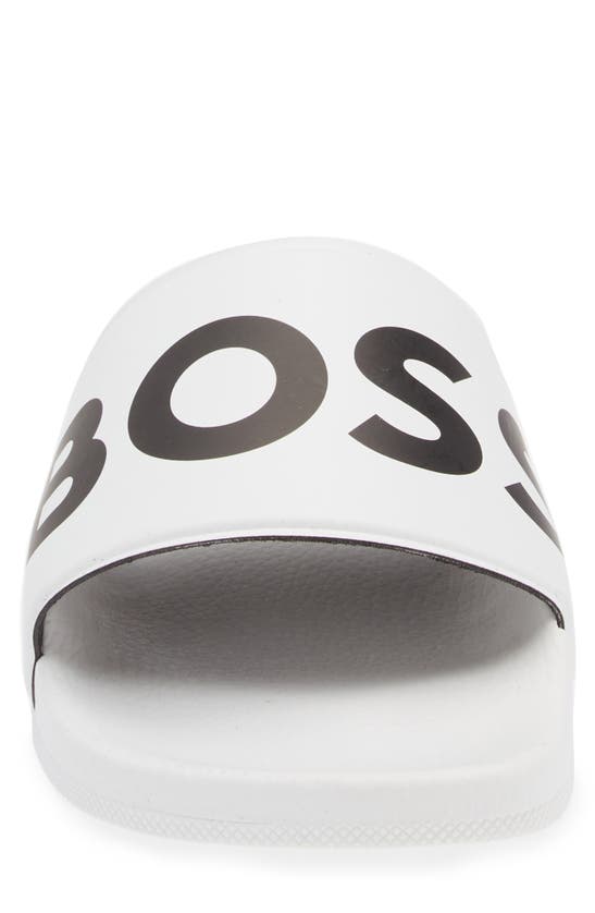 Hugo Boss Bay Logo-embossed Slides In White