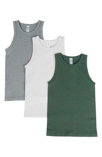 Shop 90 Degree By Reflex 3-pack Seamless Tank Tops In Dark Forest/white/htr. Grey