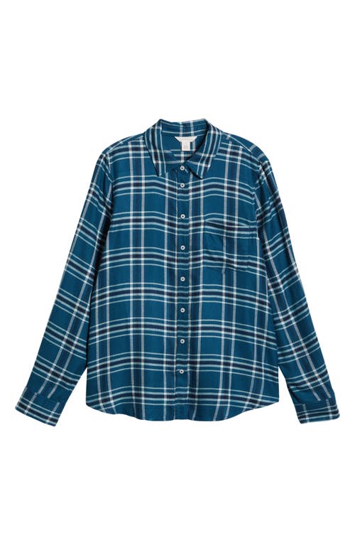 Shop Caslonr Caslon(r) Plaid Flannel Button-up Shirt In Teal- Navy Maude Check