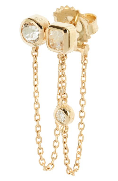 Shop Anzie Cléo White Topaz & Diamond Double Chain Stud Earrings In Yellow Gold