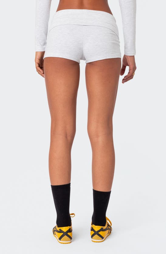 Shop Edikted Meg Foldover Shorts In Gray-melange