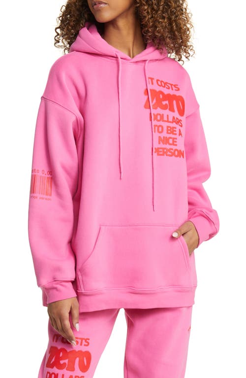 It Costs Zero Graphic Hoodie in Pink