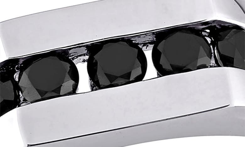 Delmar Channel Set Black Diamond Band Ring In Black