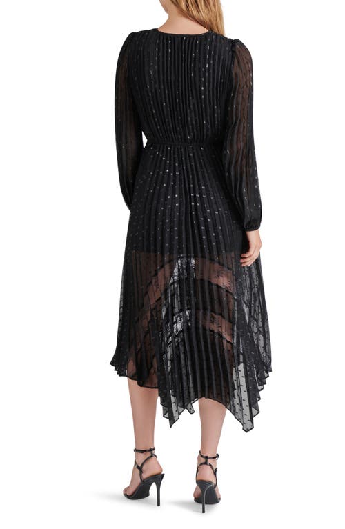 Shop Steve Madden Ari Pleated Long Sleeve Chiffon & Lace Dress In Black