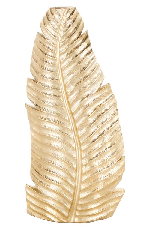 Vivian Lune Home Golden Leaf Vase In Gold