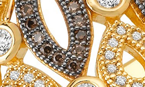 Lafonn Classic Simulated Chocolate And Clear Diamond Labyrinth Band Ring In White/chocolate