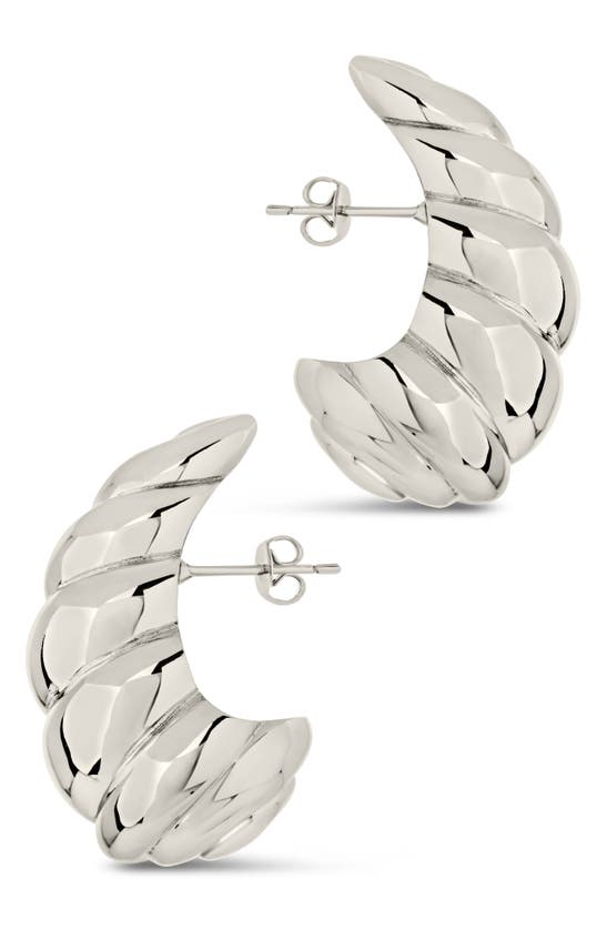 Sterling Forever Bobine Statement Earrings In Rhodium Plated In Silver