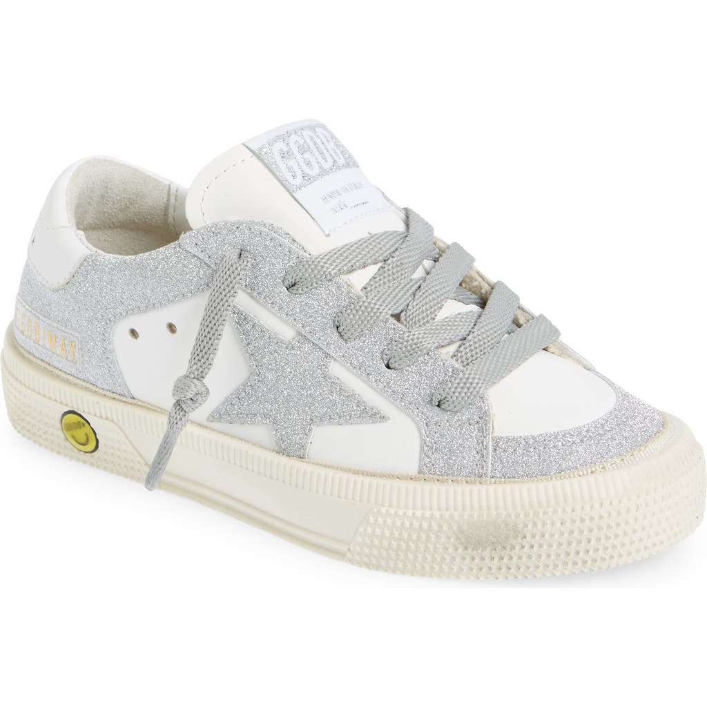 Golden Goose Kids' May Glitter Low Top Sneaker In White/silver