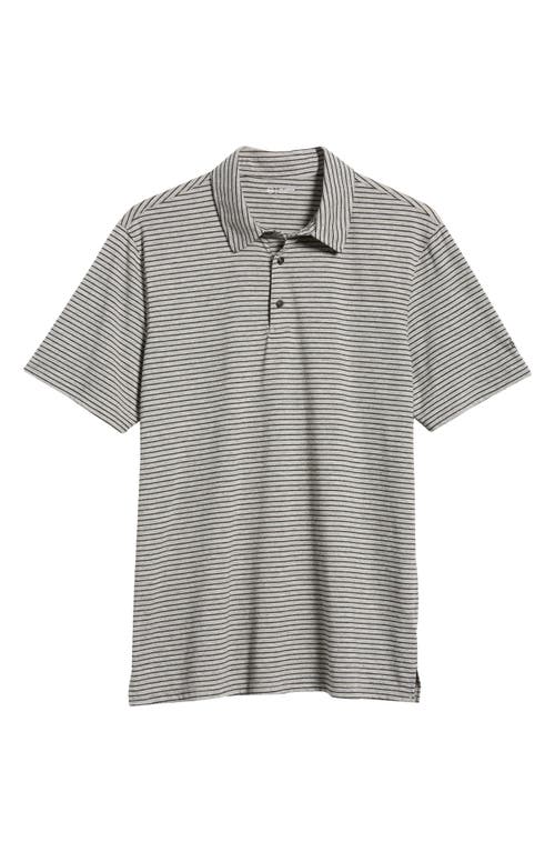 AG Bryce Stripe Cotton Polo Heather Grey/True Black at Nordstrom,