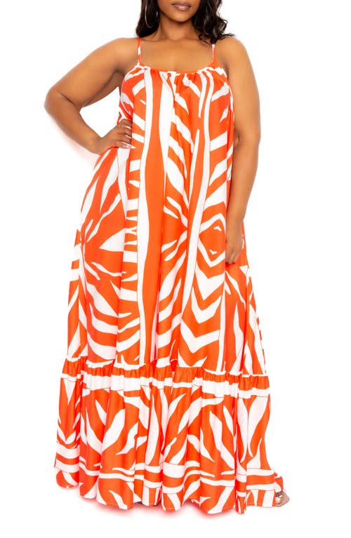 Animal Print Maxi Dress in Orange