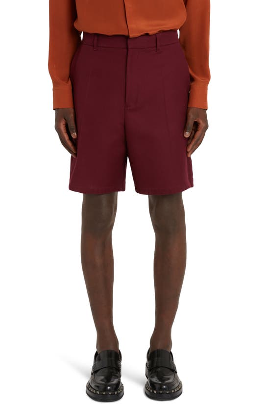 Shop Valentino Flat Front Cotton Blend Shorts In Rubin