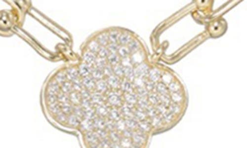 Fzn Cubic Zirconia Clover Necklace In Yellow Gold