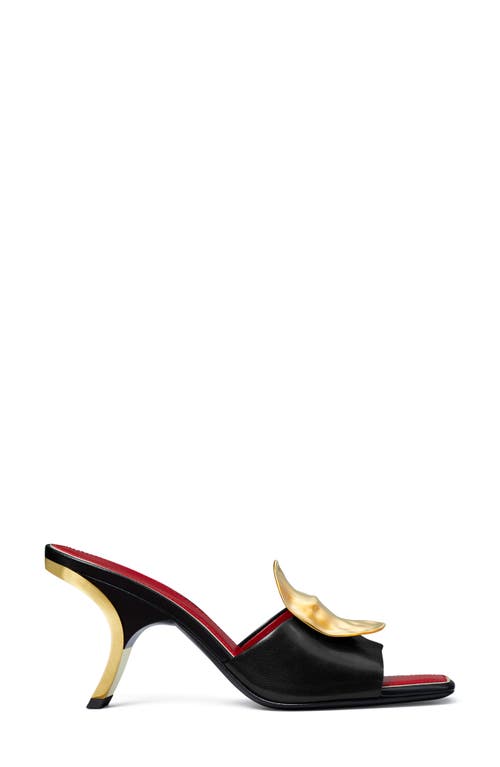 Tory Burch Patos Mismatched Heel Sandal In Perfect Black / Tory Red