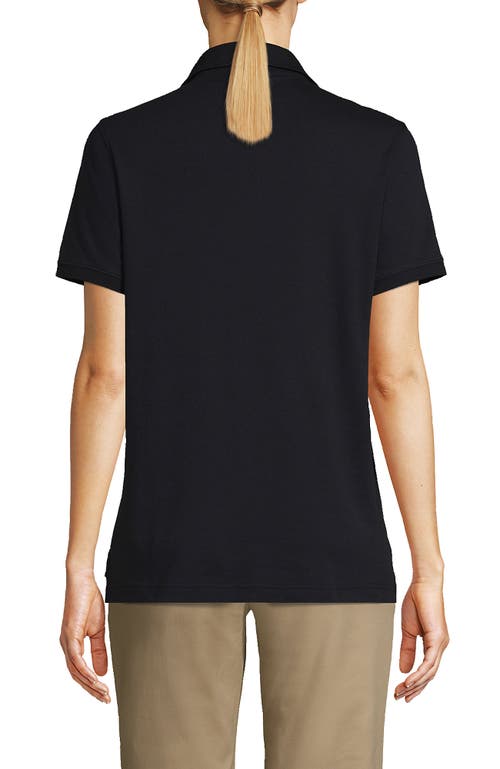 Lands' End School Uniform Short Sleeve Interlock Polo Shirt In Black