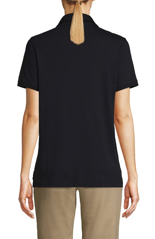 Shop Lands' End School Uniform  Short Sleeve Interlock Polo Shirt In Black