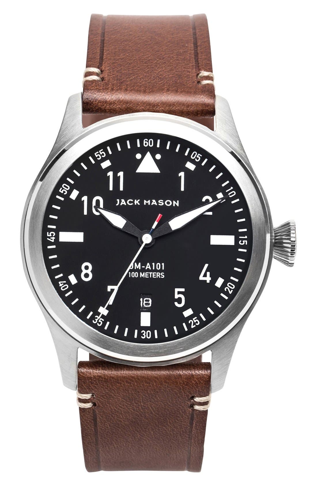 Jack Mason Aviation Leather Strap Watch 