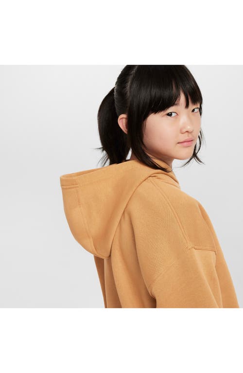 Nike Sportswear Club Fleece Big Kids' Oversized Pullover Hoodie In Flax/white