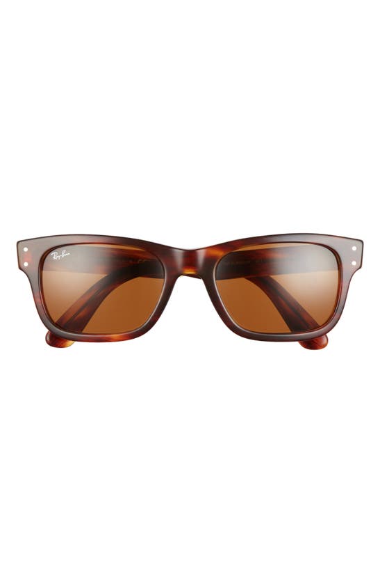 Ray Ban 55mm Rectangular Sunglasses In Striped Havana/ Brown