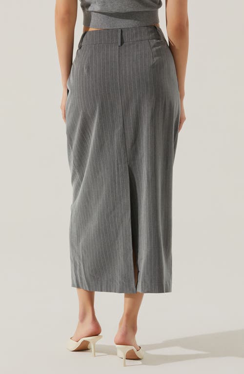 Shop Astr The Label Pinstripe Asymmetric Waist Skirt In Grey Stripe