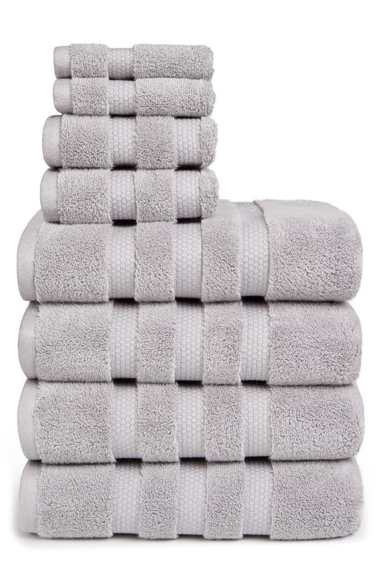 Bedhog 8-piece Zero Twist Cotton Towel Set In Silver