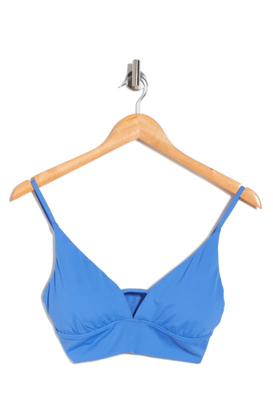 Billabong Classic Solid V-neck Bikini Top In Moroccan Blue