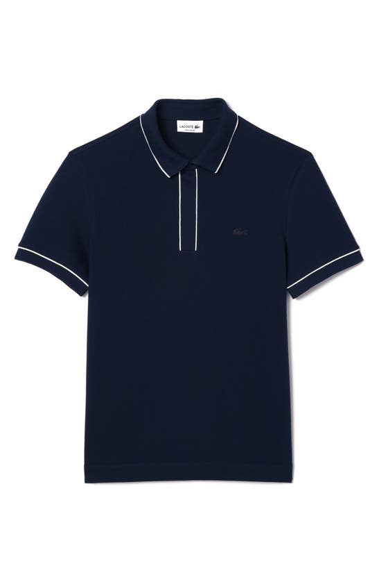Lacoste Tipped Short Sleeve Polo Shirt In 166 Marine