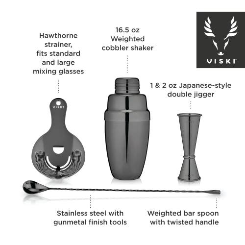 Viski Warren 4-piece Barware Set In Black
