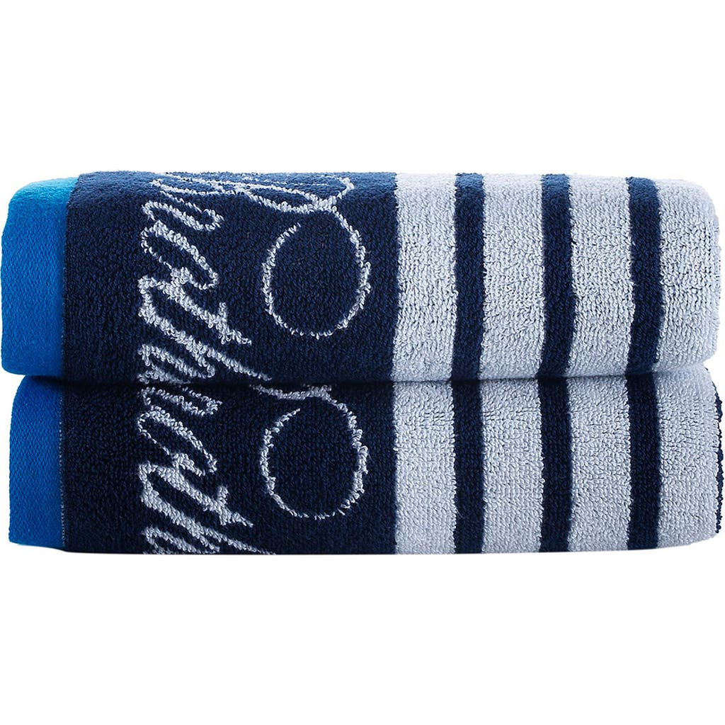 Brooks Brothers Nautical Blanket Stripe 2-pack Turkish Cotton Hand Towels In Navy
