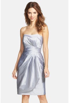 Alfred Sung Wrapped Strapless Satin Dress | Nordstrom