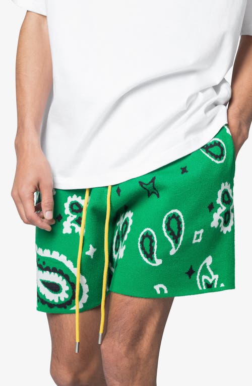 Shop Mnml Paisley Jacquard Knit Shorts In Green