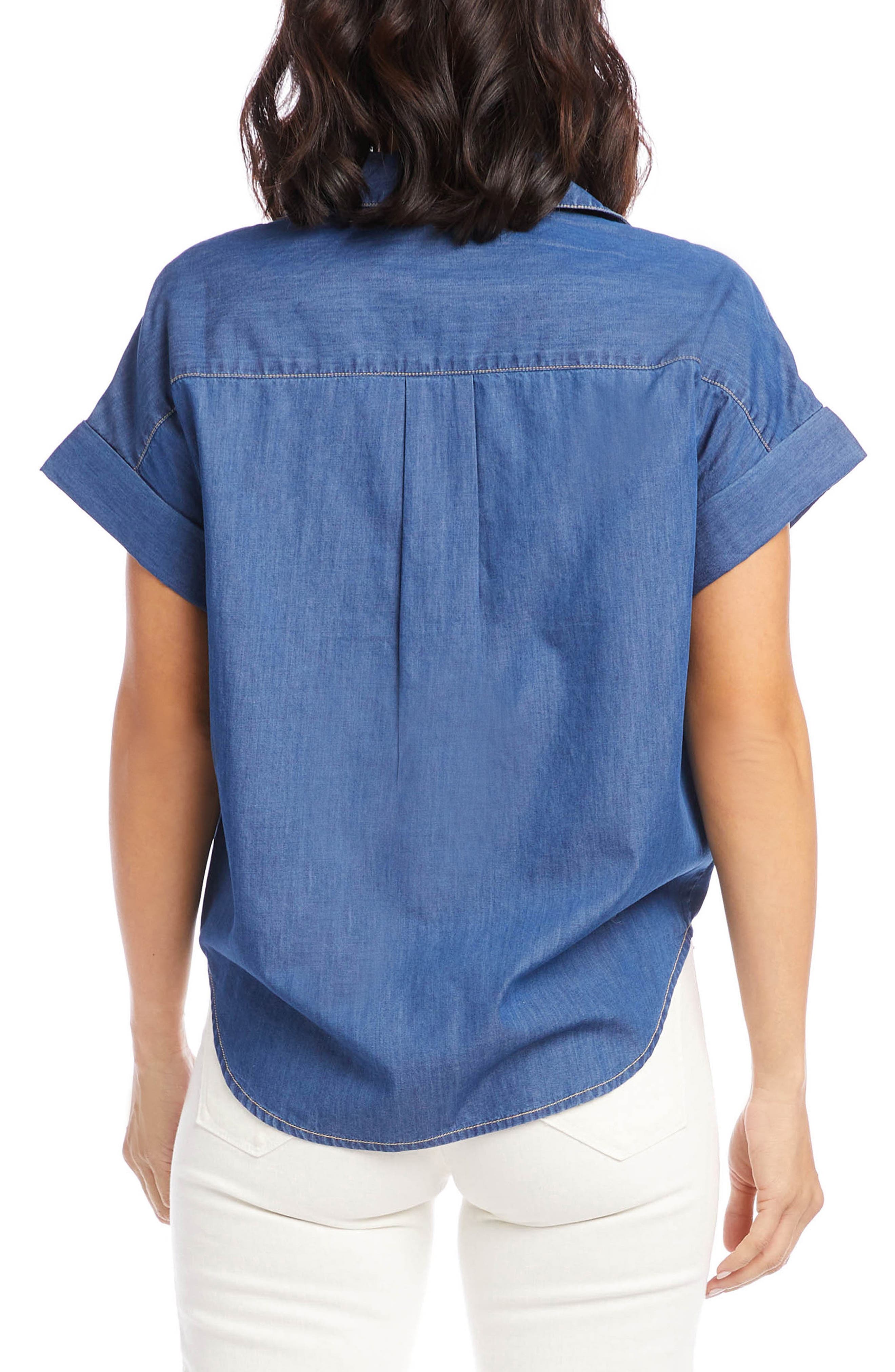 Karen Kane Tie Front Denim Shirt 