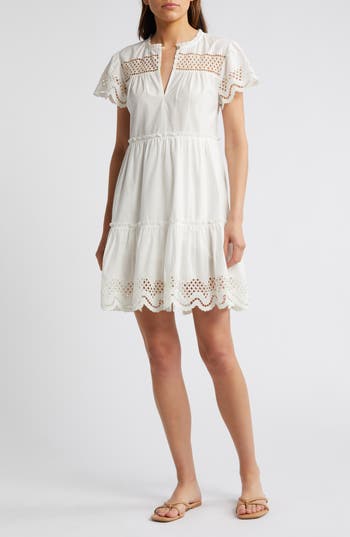 Rails Lettie Cutout Embroidered Mini Dress In White