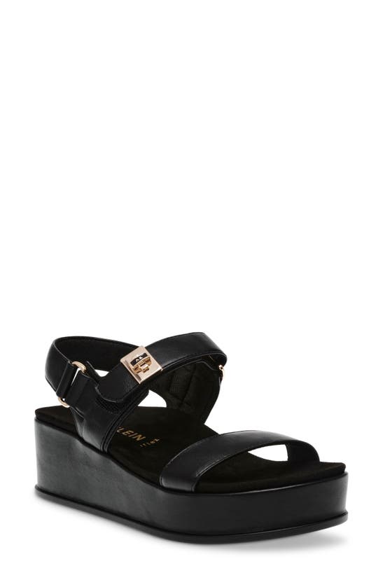 Anne Klein Violette Slingback Platform Wedge Sandal In Black