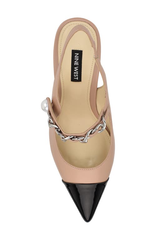 Nine West Rendez Slingback Pointed Cap Toe Mary Jane Pump In Light Natural
