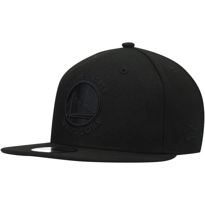 Shop New Era Golden State Warriors Black On Black 9fifty Snapback Hat