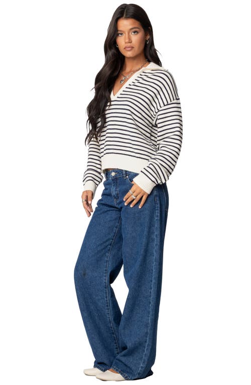 Edikted Copenhagen Oversize Stripe Sweater In Navy-and-cream