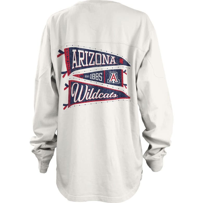 Shop Pressbox White Arizona Wildcats Pennant Stack Oversized Long Sleeve T-shirt