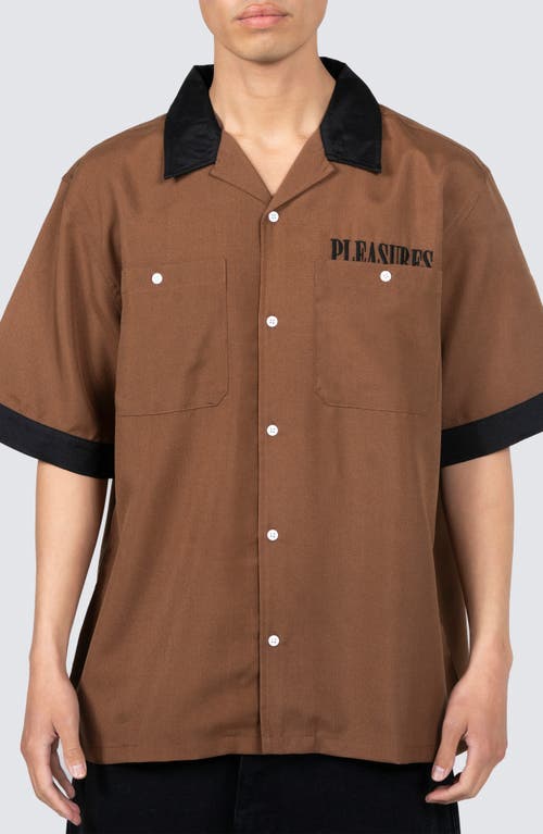 PLEASURES Daisy Camp Shirt Brown at Nordstrom,