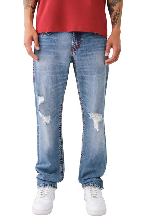 True Religion Brand Jeans Ricky Super T Flap Straight Leg Rivati Medium Wash With Rips at Nordstrom,