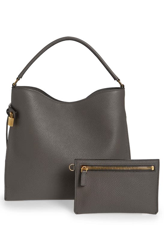 Tom Ford Small Alix Grain Leather Hobo Bag In Graphite | ModeSens