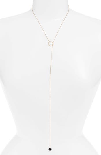 Shop Knotty Lariat Necklace In Gold/black