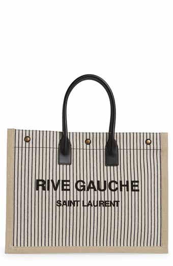 Saint Laurent Rive Gauche Tote Bag Neutrals in Fabric with Gold
