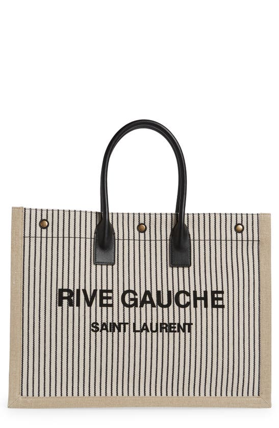 Yves Saint Laurent Rive Gauche Canvas Leather-Trimmed Tote - Blue Totes,  Handbags - YSLRG49341